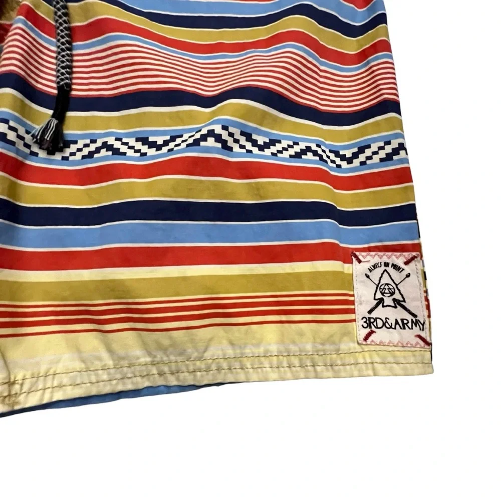Mens 3rd & Army Board Shorts Swim Bright Stripe Beach Aztec Surf Casual Waist 32